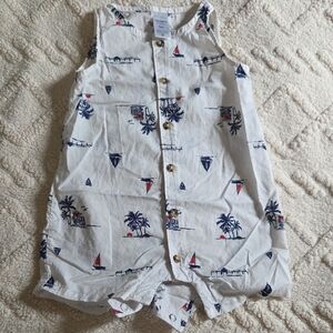 Carter's White Nautical Print One-Piece